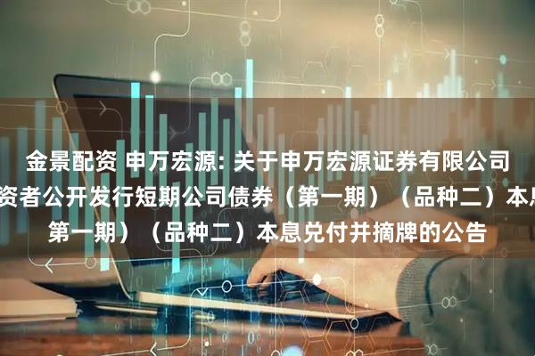 金景配资 申万宏源: 关于申万宏源证券有限公司2024年面向专业投资者公开发行短期公司债券（第一期）（品种二）本息兑付并摘牌的公告
